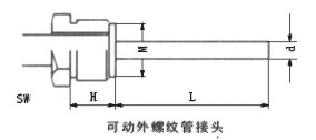 雙金屬溫度計可動外螺紋管接頭